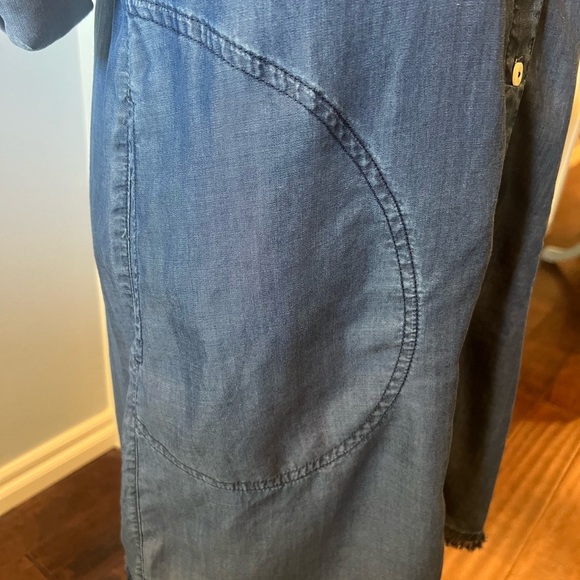 Tommy Bahama 100% Tencel Blue Button-Up Shirt Dress Size S/P Front Pockets - Picture 4 of 13